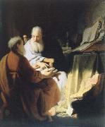 Rembrandt van rijn, two lod men disputing
